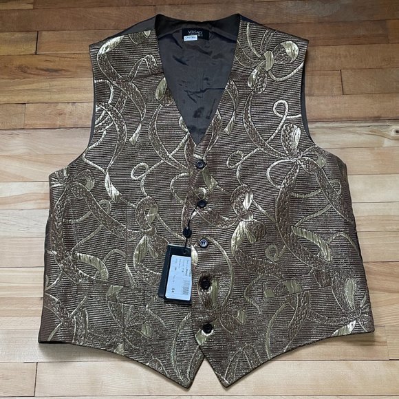 NWOT Versace Classic V2 Lurex Brocade Bow Pattern Waistcoat- Size 52 - Picture 3 of 10